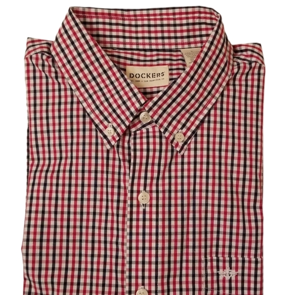 Dockers Other - Dockers Shirt Size L Long Sleeve Checked Red Blue